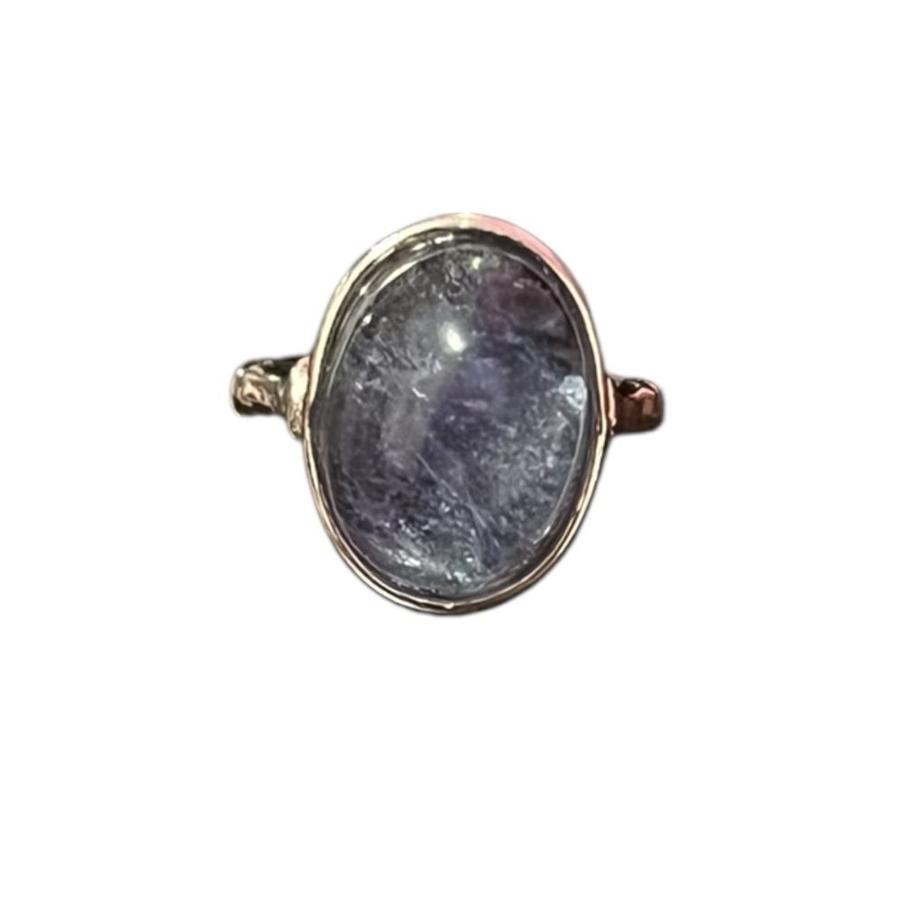 Kyanite Cabochon Silver Tone Adjustable Ring